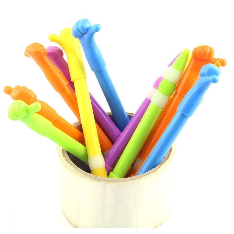 RuiLing 6PCS Thumbs Up Pen Lovely Ball Pen Ballpoint Pen for Students, Mixed Color - Image 2